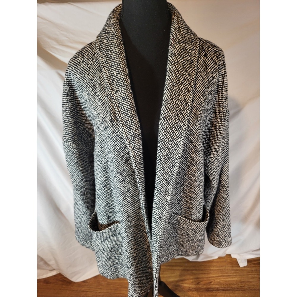 EILEEN FISHER Peruvian Organic Cotton‎ Jacket Black & White Oversized Small